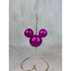 2010 Disney Park Mickey Mouse Ears Jingle Bell Pink Metal Christmas Ornament